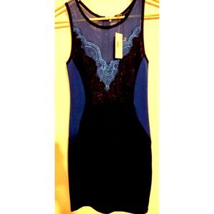 Buffalo David Bitton Women's Small Petite  Black & Blue Dress Lacey NWT